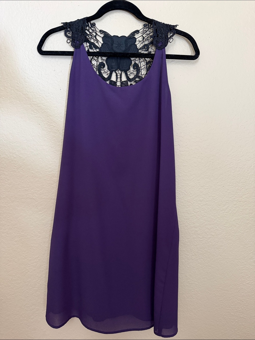Brixon Ivy Purple Sleeveless Lace-Yoke Mini Dress